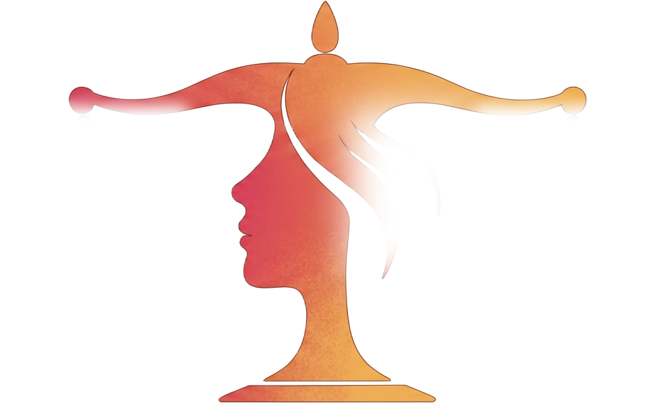 The Measured Woman emblem: a woman's profile within a balance scale